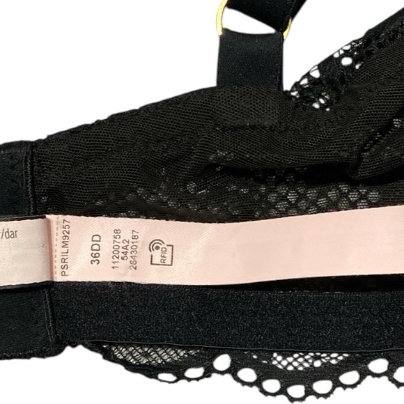 Victoria Secret Plunge Black Bra Lace Overlay Adjustable Straps and Clasp 36DD - Picture 14 of 16